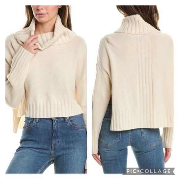 All Saints Akira Jumper Sweater Cream Cashmere Italian Yarn Turtleneck Small - Picture 1 of 8